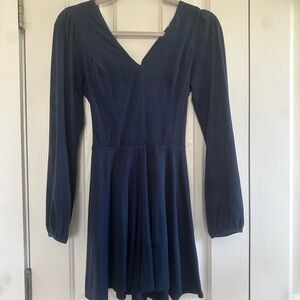 Women's Navy V-Neck Long Sleeve Romper